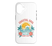 Graphisme ondulé de Salty Hair Sunny Days, Plage côtière Tropicale Coque pour iPhone 16