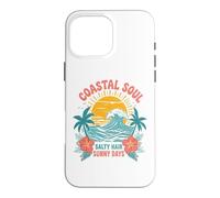 Graphisme ondulé de Salty Hair Sunny Days, Plage côtière Tropicale Coque pour iPhone 16 Pro Max