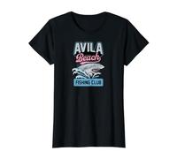 Graphisme représentant Un Requin du Club de pêche d'Avila Beach en Californie T-Shirt Graphique avec Valeur, Femme, Noir, XS