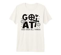Graphisme rétro Goat God Over All Things Christian Faith T-Shirt Haut de Gamme