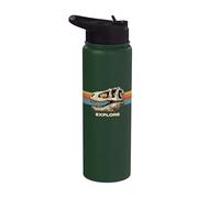 Graphisme rétro T-Rex Skull Explore au coucher du soleil Stainless Steel Insulated Water Bottle