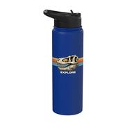 Graphisme rétro T-Rex Skull Explore au coucher du soleil Stainless Steel Insulated Water Bottle