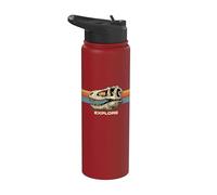 Graphisme rétro T-Rex Skull Explore au coucher du soleil Stainless Steel Insulated Water Bottle