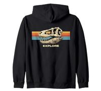 Graphisme rétro T-Rex Skull Explore au Coucher du Soleil Sweat à Capuche