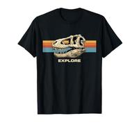 Graphisme rétro T-Rex Skull Explore au Coucher du Soleil T-Shirt