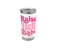 Graphisme rose rétro de Raise Hell Babe, jolie cowgirl occidentale Gobelet isotherme en acier inoxydable double paroi