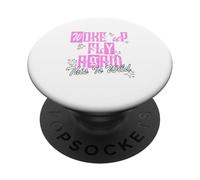 Graphisme Rose Woke Up Fly Again de Couleur Rose PopSockets PopGrip Adhésif