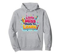 Graphisme Scolaire « Little Miss Pre K Ready to Learn » Sweat à Capuche, Unisexe pour Adultes, Gris Chiné, M