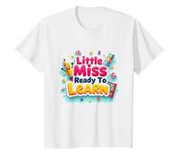Graphisme Scolaire « Little Miss Pre K Ready to Learn » T-Shirt, Enfant, Blanc, 2 Ans