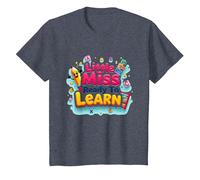 Graphisme Scolaire « Little Miss Pre K Ready to Learn » T-Shirt, Enfant, Bleu Chiné, 3 Ans