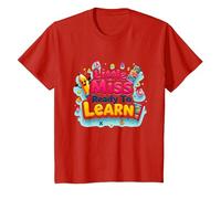 Graphisme Scolaire « Little Miss Pre K Ready to Learn » T-Shirt, Enfant, Rouge, 3 Ans