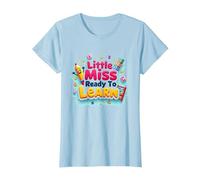 Graphisme Scolaire « Little Miss Pre K Ready to Learn » T-Shirt, Femme, Bleu Céleste, L