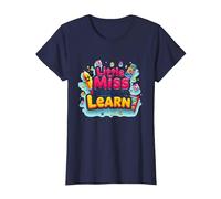Graphisme Scolaire « Little Miss Pre K Ready to Learn » T-Shirt, Femme, Bleu Marine, S