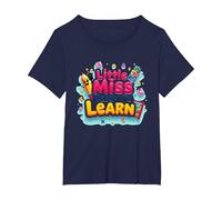 Graphisme Scolaire « Little Miss Pre K Ready to Learn » T-Shirt, Femme Grandes Tailles, Bleu Marine, 2X