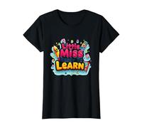 Graphisme Scolaire « Little Miss Pre K Ready to Learn » T-Shirt, Femme, Noir, M
