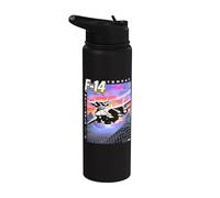 Graphisme Synth Wave de style F-14 Jet Y2K Stainless Steel Insulated Water Bottle