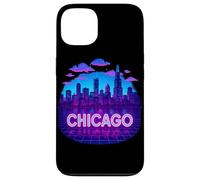 Graphisme Vaporwave rétro de Chicago City Skyline Coque pour iPhone 13