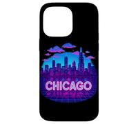 Graphisme Vaporwave rétro de Chicago City Skyline Coque pour iPhone 14 Pro Max