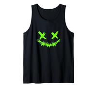 Graphisme vert Grunge Face Stitch Stitch Smile Green Débardeur