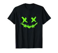 Graphisme vert Grunge Face Stitch Stitch Smile Green T-Shirt