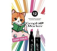 Graph'it Brush - Lot de 12 Marqueurs à Alcool à Double Pointe Brush et Extra Fine - Set Cosy Colo