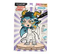 GRAPH'IT - Chibis - Kit Coloriage Figurine à Personnaliser - Dragon - Loisir Créatif - Incluant : Figurine en Bois à Colorier et 4 Feutres Couleurs