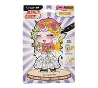 GRAPH'IT - Chibis - Kit Coloriage Figurine à Personnaliser - Unicorn - Loisir Créatif - Incluant : Figurine en Bois à Colorier et 4 Feutres Couleurs