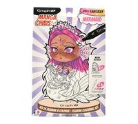 GRAPH'IT - Chibis - Kit Coloriage Figurine Manga à Personnaliser - Mermaid - Loisir Créatif - Incluant : Figurine en bois à Colorier et 4 Feutres Couleurs