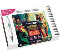 Graph'it – Kit coloriage mystère Go – 12 marqueurs acryliques + 8 cartes A4 – Aventure Tropicale