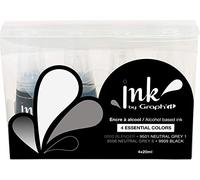 Graph'it - Ink Set d'Encre de Recharge pour Marqueurs à Alcool Graph’It Marker et Brush - Couleurs : Essentials Colors - 4 Flacons de 25 ml - Dessin, Illustration et Manga