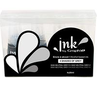 GRAPH’IT Ink Set de 4 flacons d’encre de 25ml pour recharger les marqueurs à alcool Graph’It et Graph’It Brush - Shade of Grey