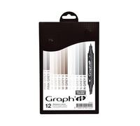 Graph'it Lot de 12 Marqueurs à alcool double pointe Mix Greys colors