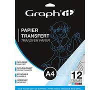 Graph'It - Pochette de 12 Feuilles de Papier Transfert non Gras, non Salissant - Effaçable et Resistant - Format A4 - Assortiment de couleurs Noir, Rouge et Bleu