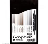 Graph'it Set 12 Marqueurs - Mix Grey Colors - Activités Enfants - Graph'it