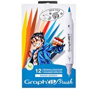 Set 12 marqueurs à alcool Graph it Manga Shonen double pointe extra fine et pinceau Multicolore E