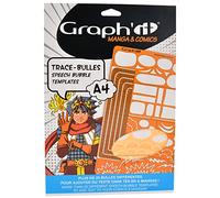Graph'it - Trace-bulles - Modèle B pour Manga et Bande Dessinée - Plus de 25 Bulles Différentes - Bords Gradués - Acrylique Transparent Souple - Format A4