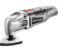 GRAPHITE appareil polyvalent 180 W, oscillation 20 000 min-¹, angle d'oscillation 2,8°, châssis 80x80x80 mm, masse 1,35 kg, accessoires : embouts de travail- 2 pces, papier abrasif 5 pces, embout pour