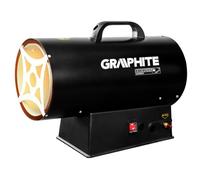 GRAPHITE Chauffage au gaz 15/30 kW, pression 0,7 bar, régulateur de pression, tuyau de 1,5 m, allumage piézo, version batterie 18 V, sans batterie, fonctionne avec batteries 2,0 Ah et 4,0 Ah (30 kW)