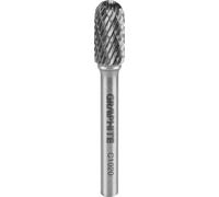 GRAPHITE Fraise sur tige HM, cylindrique arrondie, forme C, outil de coupe HM, Ø 10 mm, longueur de la tête 20 mm, Ø de la tige 6mm, longueur de la tige 45 mm, fraise carbure pour meuleuses droites
