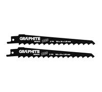 GRAPHITE HCS Lot de 2 lames de scie sabre pour bois épais sans clous, pour le bois vert, particulièrement pour les coupes courbées/profondes (150 x 19 x 1,25 mm, 3TPI)