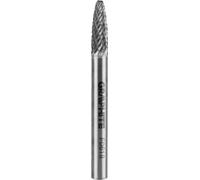 GRAPHITE HM Fraise à métaux, ogival, arrondie, type F, queue 6 x 45 mm, pour meuleuse, pour aluminium, plastique