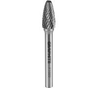 GRAPHITE HM Fraise à métaux, ogival, arrondie, type F, queue 6 x 45 mm, pour meuleuse, pour aluminium, plastique