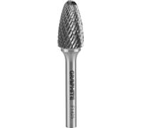GRAPHITE HM Fraise à métaux, ogival, arrondie, type F, queue 6 x 45 mm, pour meuleuse, pour aluminium, plastique