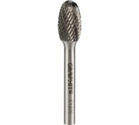 GRAPHITE HM Fraise à métaux, ovale, type E, tige 6 x 45 mm, pour meuleuse, pour aluminium, plastique