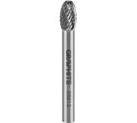 GRAPHITE HM Fraise à métaux, ovale, type E, tige 6 x 45 mm, pour meuleuse, pour aluminium, plastique