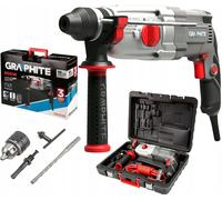 GRAPHITE Marteau perforateur SDS-Plus - 3,4 Joule - 900W - vitesse 0-950 tr/min - 3m de câble & 30mm de capacité de perçage - avec coffret, forets, adaptateur