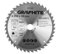 GRAPHITE Widia Lame de Scie Circulaire - Lame de Scie en Carbure pour Bois, Panneau de Particules, MDF, Contreplaqué et Aluminium - Coupes Précises, Y Compris, Anneaux de Réduction, Propre et Rapide