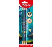Maped – Crayons à papier Graphites HB Dragon – Embout gomme – Forme triangulaire ergonomique – 6