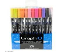 Graph'O - Feutre pinceau Double pointe - Couleurs Basiques - 24 feutres Multicolore G