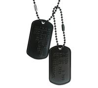 Graphotype™ Lot de 2 Dog Tags rigides et gravés avec revêtement DLC/PVD + chaînes + silencieux - Plaques militaires des forces spéciales américaines - Noir - Personnalisable